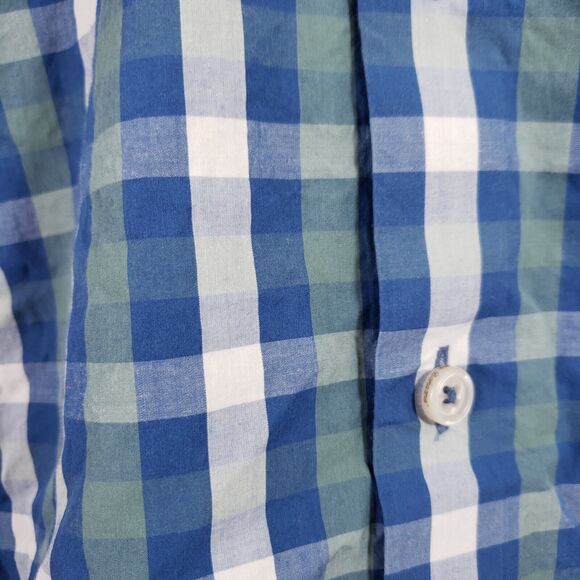 Tommy Bahama Shirt Mens XL Blue Green Plaid Hidden Collar Buttons Pima Cotton - Picture 4 of 8